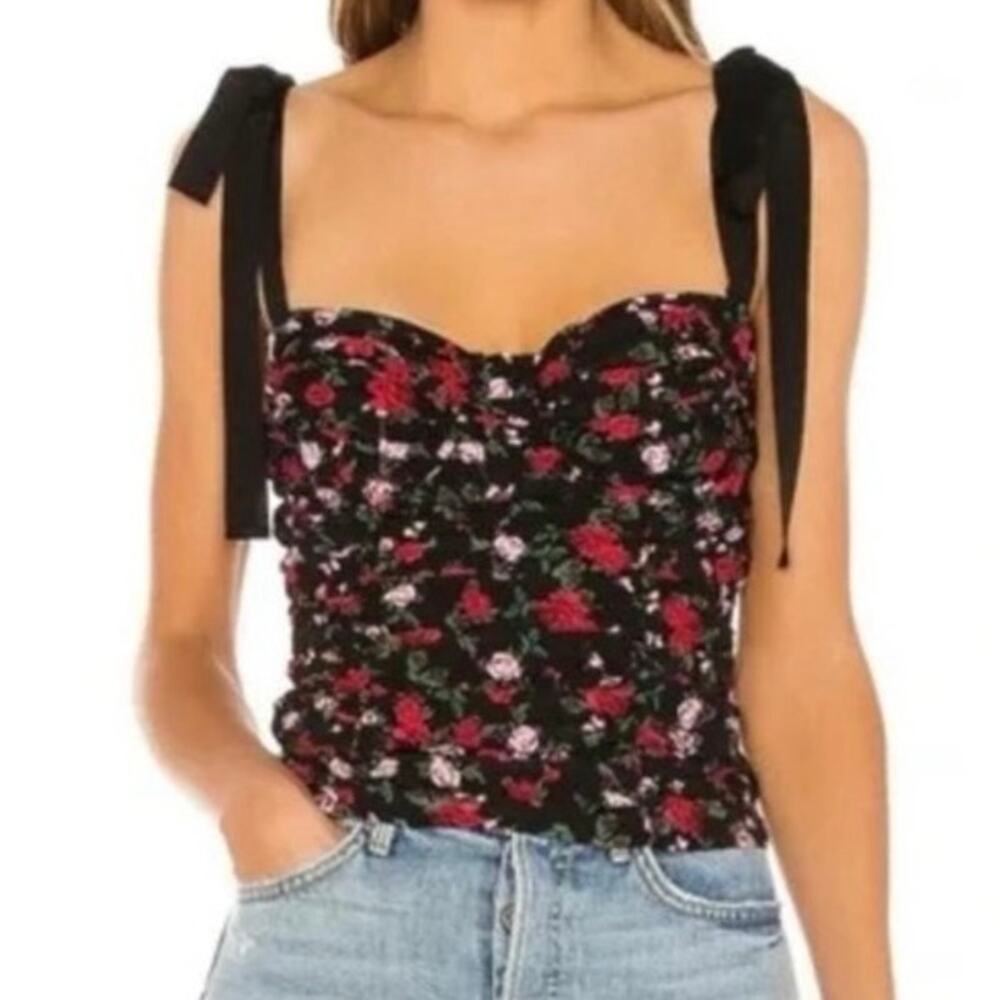 For Love & Lemons Black Floral Corset Top Women’s Size XS Coquette Romance